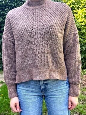 Abercrombie chunky knit mock neck sweater dusty rose XS